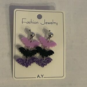 Purple and Black Bat Earrings
